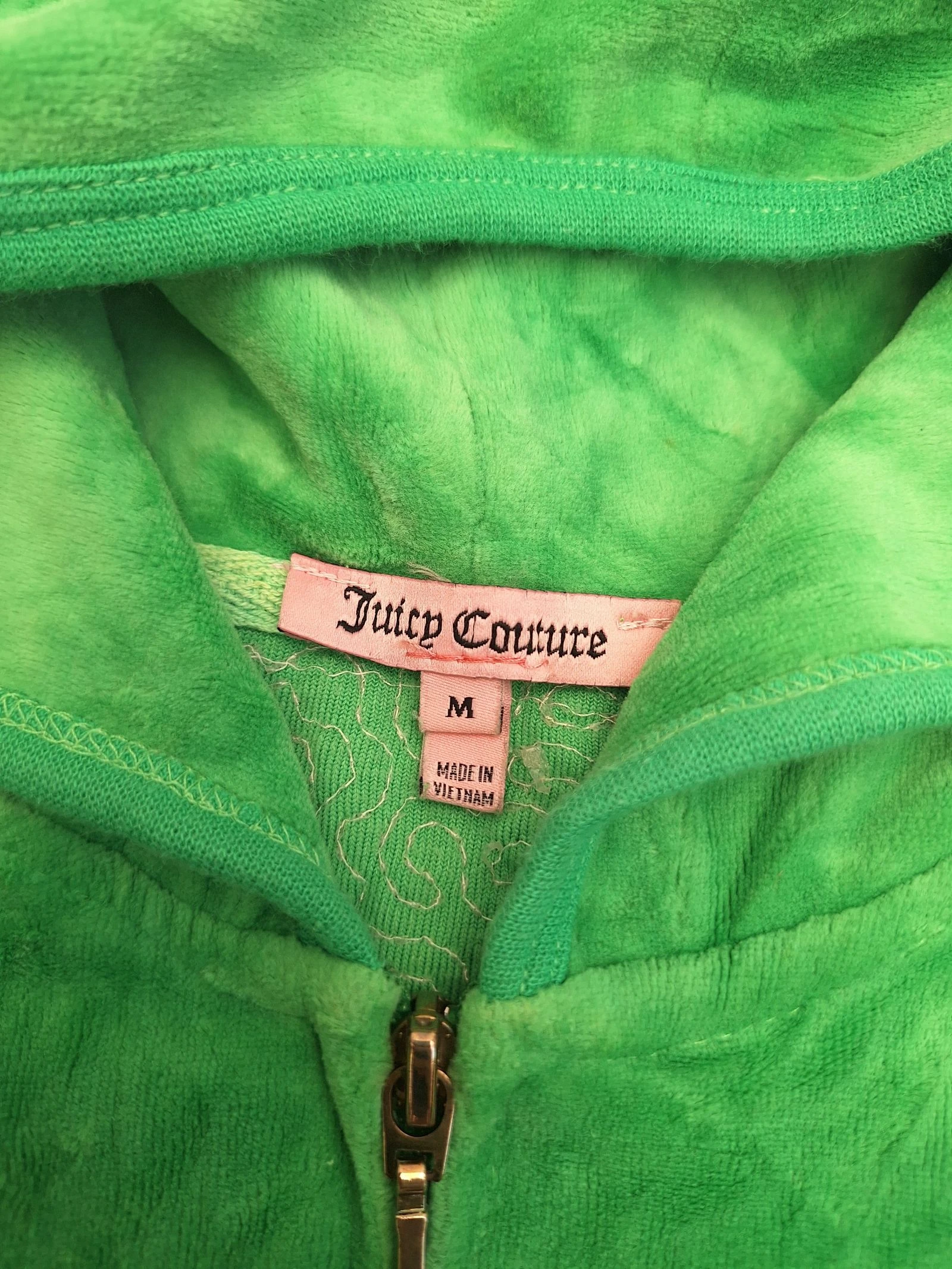 Juicy Couture velour zip up hoodie green size Medium – photo 3